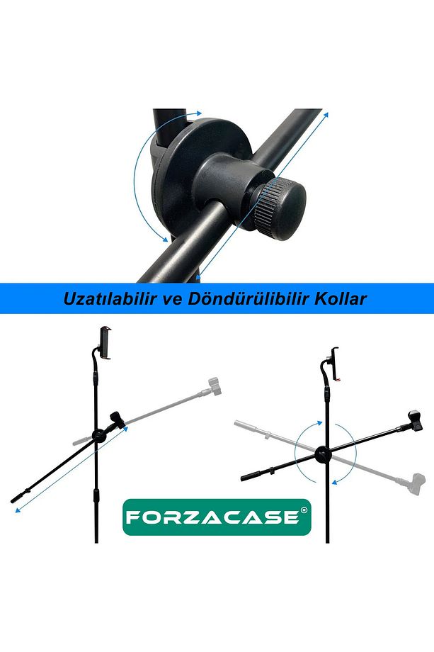 Tablet Tutuculu 360 Döner Profesyonel Metal Mikrofon Standı 140 cm - FC1077 - 3