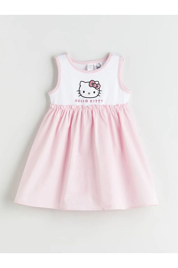 LCW Kids Ekru Hello Kitty Baskılı Kız Çocuk Elbise - 1