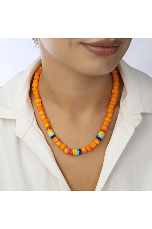 Murano Glass Beads Rainbow Necklace