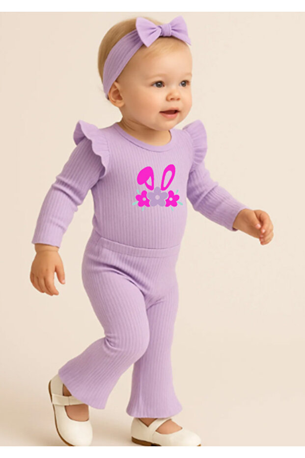 Baby Girl Bottom Top Set Spanish Leg Rabbit Printed
