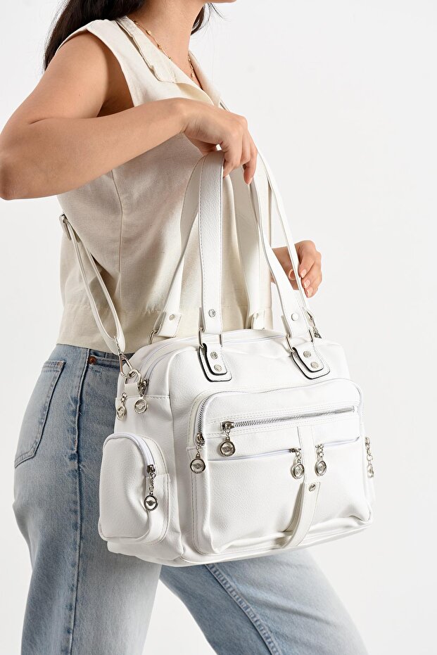 Multi-Compartment Useful Soft Leather Large Size Hand and Shoulder Bag 543