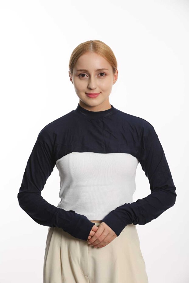 Hijab Neck Collar Oversleeve Bolero Crop Neck Collar