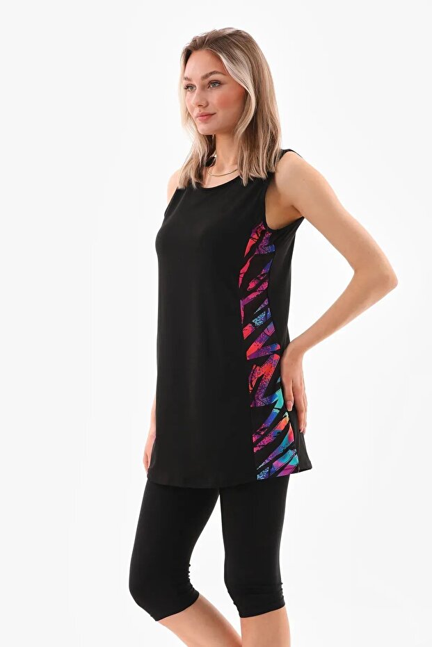 Lycra Zero Sleeve Piece Patterned Swimsuit