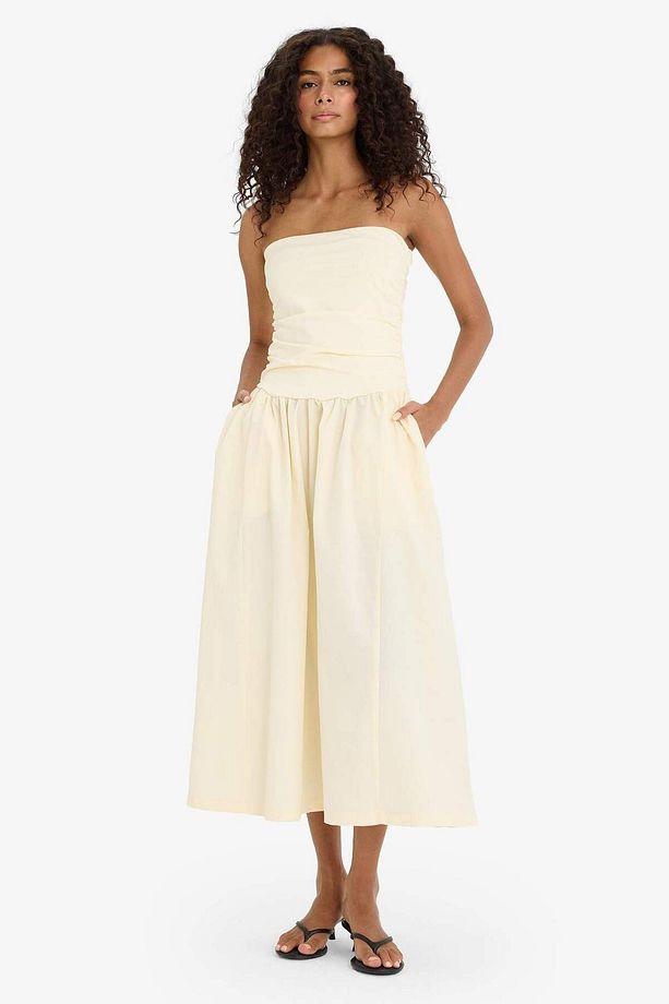 Straplez Poplin Midi Elbise F7247AX25SM - 4