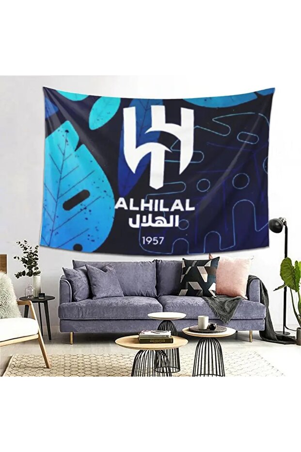 ديكور منزلي من البوليستر بشعار الهلال، أداة تشجيع وهدية مثالية للمشجعين، 150*130 سم