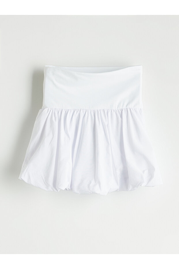 Beli Lastikli Poplin Mini Etek - 5