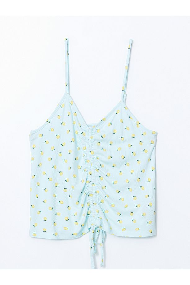 V Yaka Desenli Kadın Şortlu Pijama Takımı - 8