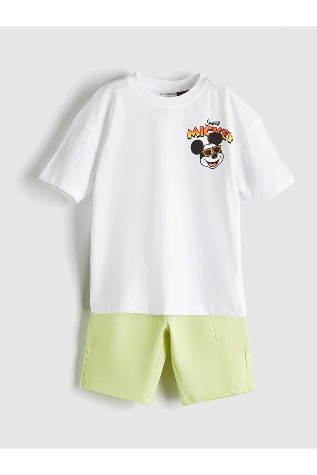 Lcw Kids Mickey Mouse Printed Boys' T-Shirt and Shorts 2-Piece (S5)