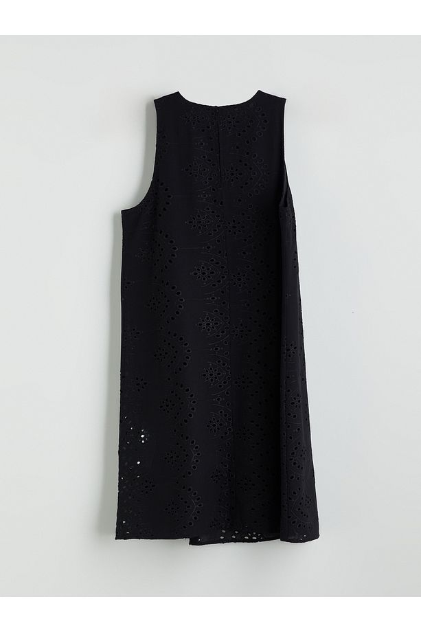Bisiklet Yaka Ajurlu Mini Elbise - 6