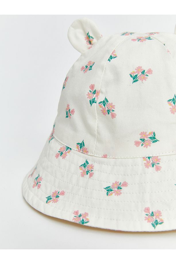 Çiçek Desenli Kız Bebek Bucket Şapka - 5