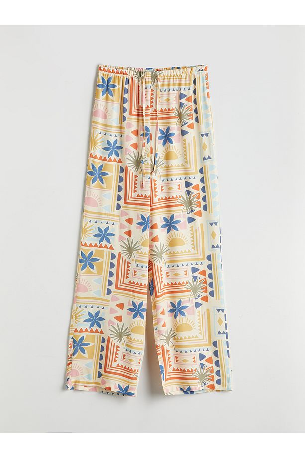 Beli Lastikli Desenli Kadın Pantolon - 5