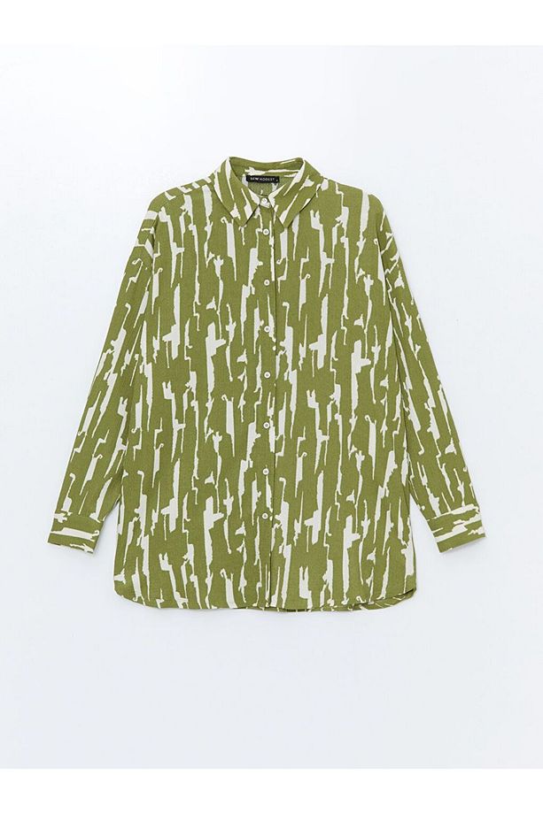 LCW Modest Desenli Oversize Kadın Gömlek Tunik - 5