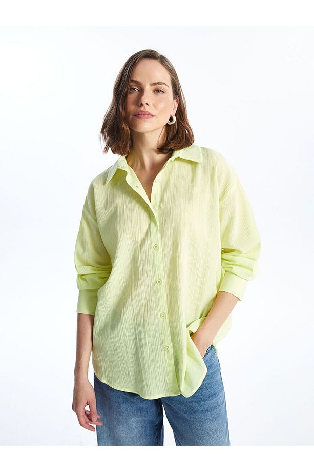 LCW Vision Düz Uzun Kollu Oversize Kadın Gömlek - 1