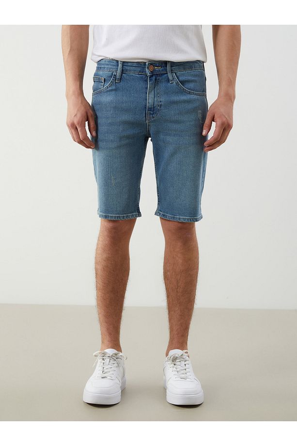 Skinny Fit Erkek Jean Şort - 2