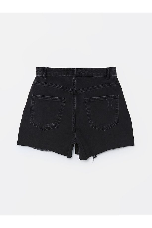 Yüksek Bel Dar Fit Kadın Jean Şort - 6
