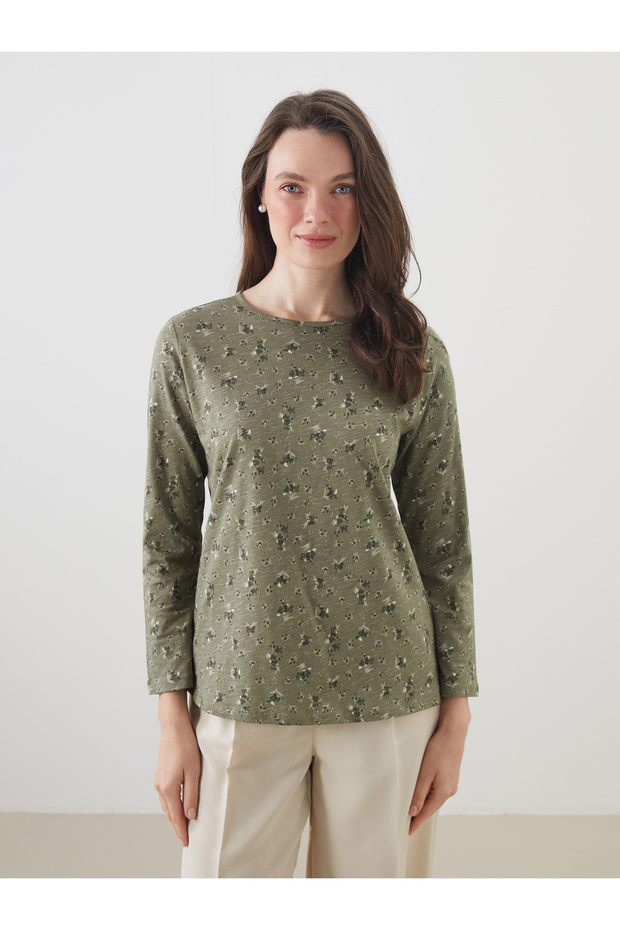 Crew Neck Floral Women's Blouse