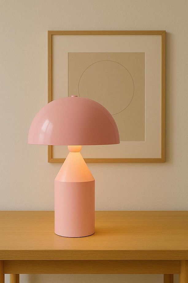 Mushroom Model Kalem Ayaklı Pembe Renkli Çalışma Masası Salon Abajur Masa Lambası - 1