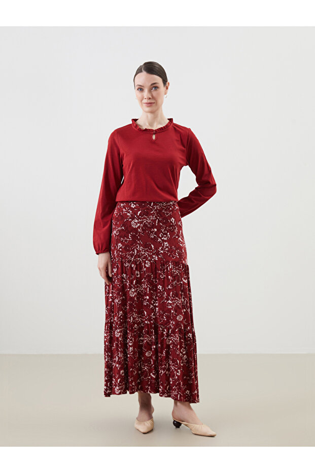 Patterned Women's Skirt with Elastic Waist