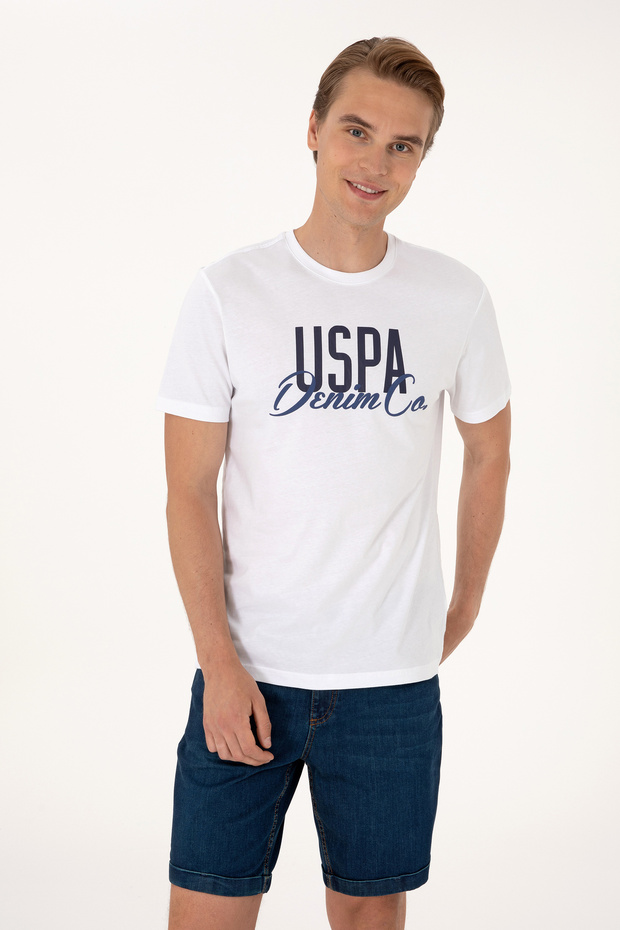 Men's Regular Fit White Crew Neck T-Shirt 50306923-VR013