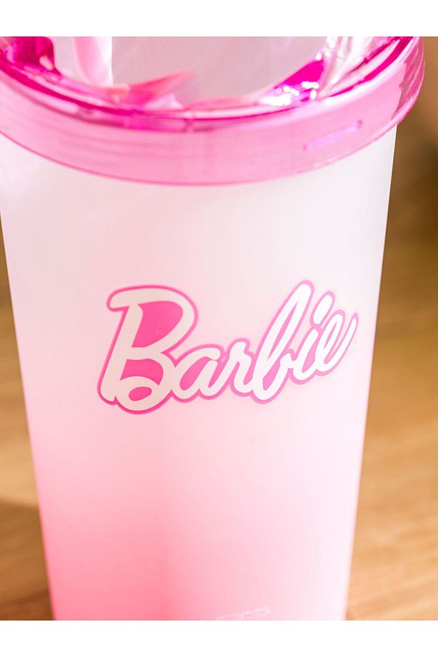 Pembe Barbie Baskılı Pipetli Bardak 540 ml - 2