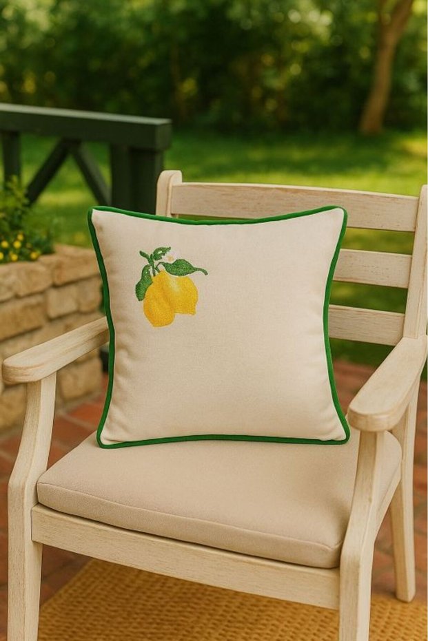 Limon Embroidered Buldak Linen Bib Kirlent (43 X 43)