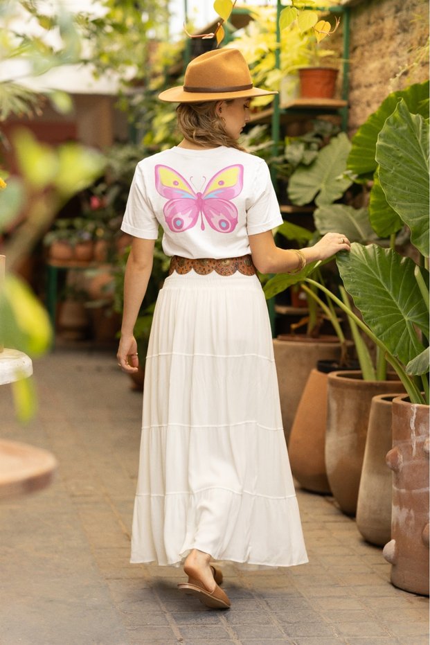 Unisex Men/Women Back Butterfly Printed Colorful Printed Oversize 100% Cotton T-Shirt