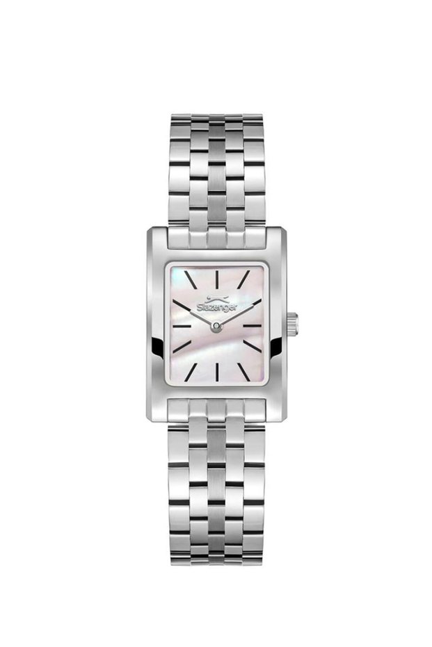 Sl.09.2505.3.01 Pearlescent Rectangular Dial Metal Cord Metal Case 5 Atm Water Resistant Met