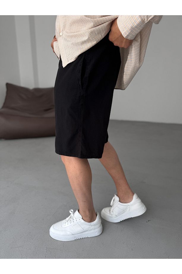 Siyah Fresh Kumaş Basic Şort YP-5003 - 5