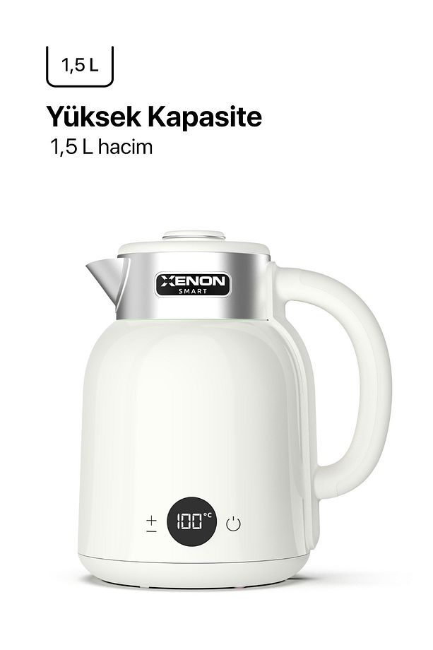 Akıllı Kettle Çelik 1.5 Lt Wi-fi 2200 W App Ile Kontrol Sesli Asistan Destekli Su Isıtıcı Krem X7101 - 3