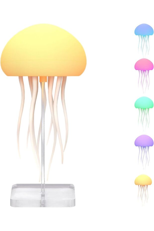Floating Jellyfish Light Lamp – Voice Control RGB Gradient, Moving Tentacles, Rechargeable Touch S - 1