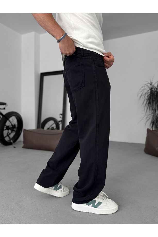 Siyah Dokulu Basic Baggy Pantolon RES-1076 - 4