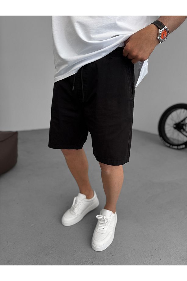 Siyah Gabardin İnce Basic Şort YP-5011/3023 - 2