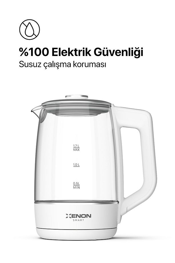 Akıllı Cam Kettle 1.7 lt Wi-Fi 2200 W App Kontrol Sesli Asistan Desteği Cam Su Isıtıcı Beyaz X7103 - 7