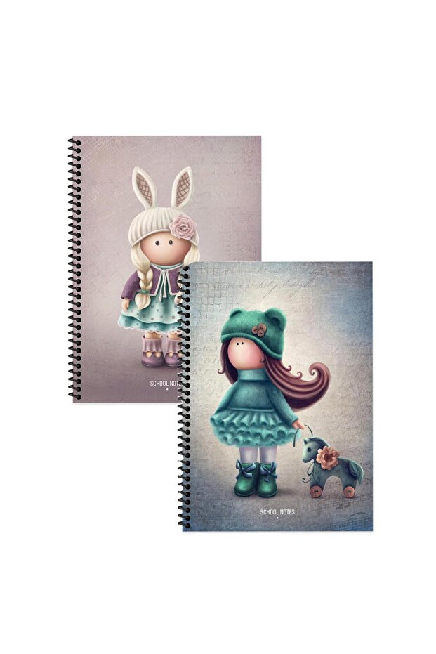 Keskin Color Tilda Striped Notebook Set 2 Pieces | 16.5 X 22.5 cm | Spiral – 80 Sheets