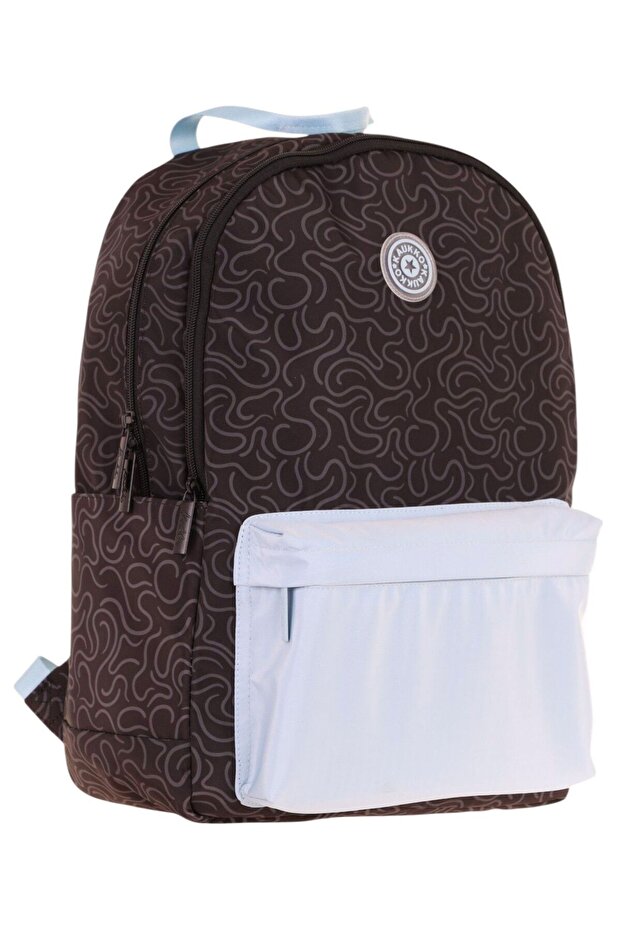 Double Colors Three Compartment Girls School & Casual Backpack - Black Blue - K1839