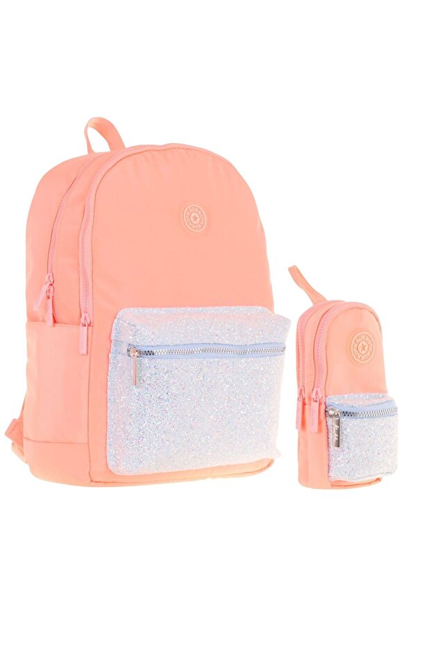 Bright Girl's Stoned Salmon School Bag and Purse Shaped Pen Holder Set