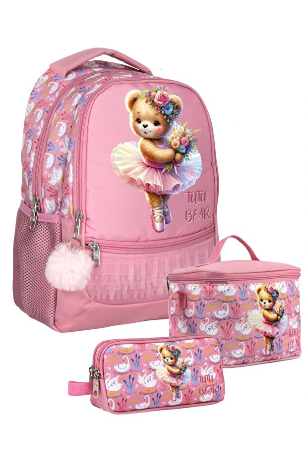 Setumt5000A Triple Primary School Bag Set (Pink - Ballerina Teddy Bear - Girl)