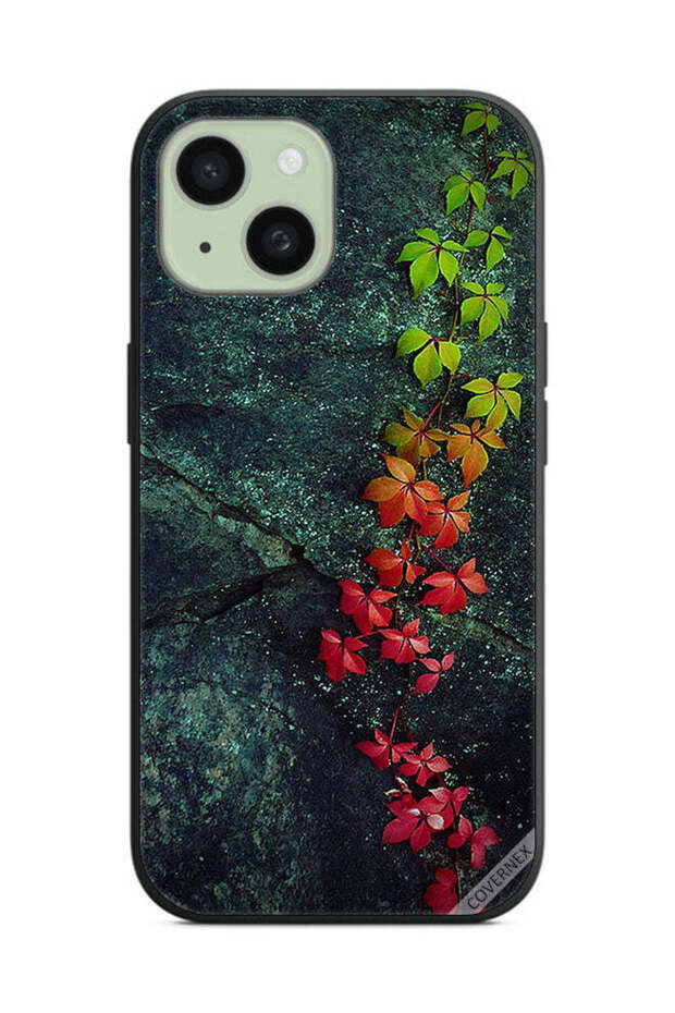 غطاء حماية لهاتف Apple iPhone 15 Plus بأوراق جميلة