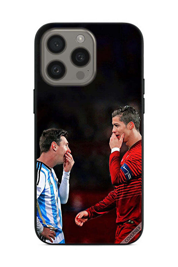 غطاء حماية لهاتف Apple iPhone 15 Pro Max رونالدو وميسي في إطار واحد