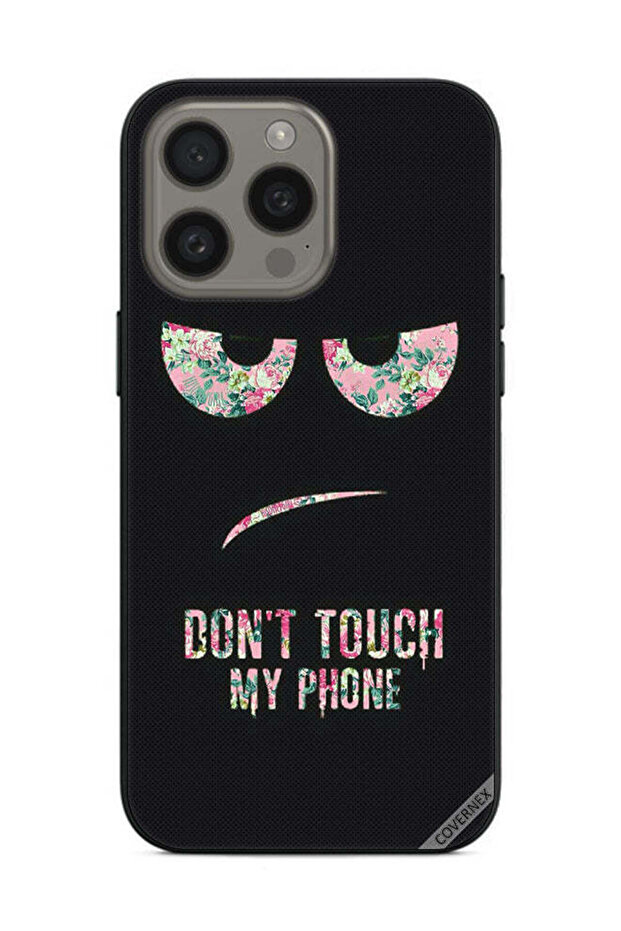 غطاء حماية لهاتف Apple iPhone 15 Pro Max مطبوع عليه عبارة "لا تلمس هاتفي"
