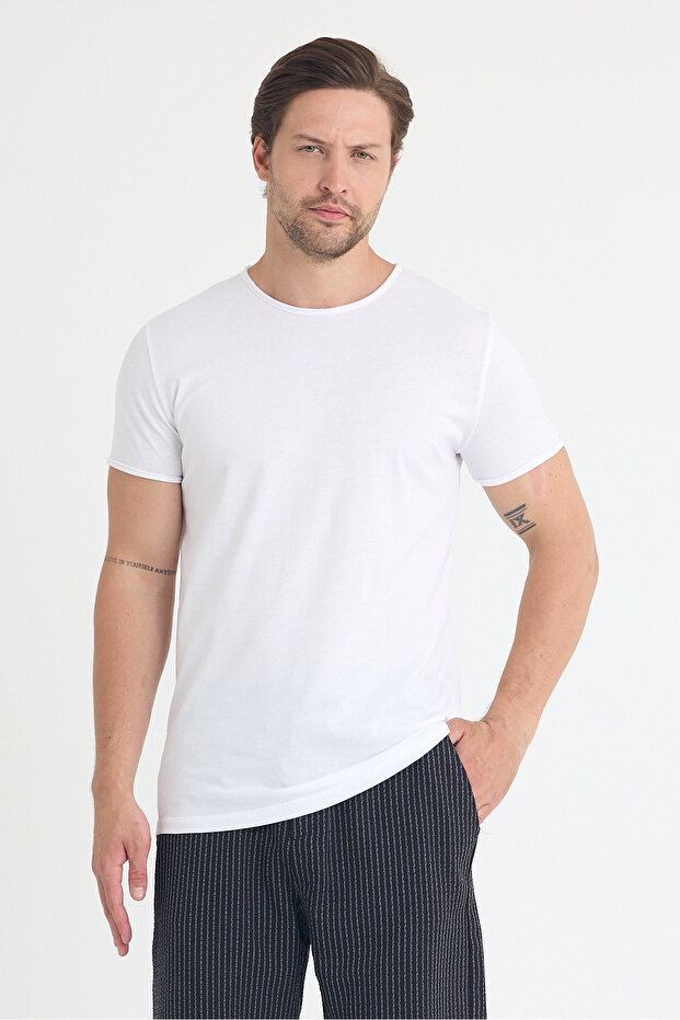 تي شيرت أساسي بياقة متسخة للرجال - 2
