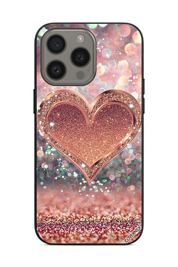 غطاء حماية لهاتف Apple iPhone 15 Pro Max بتصميم قلب لامع