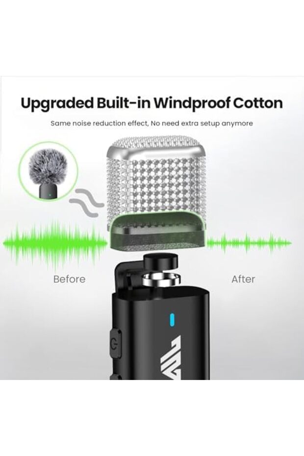 TNW Wireless Lavalier Microphone for iPhone & Android – Dual Lapel Mic with 70M Range, 45H Battery - 4