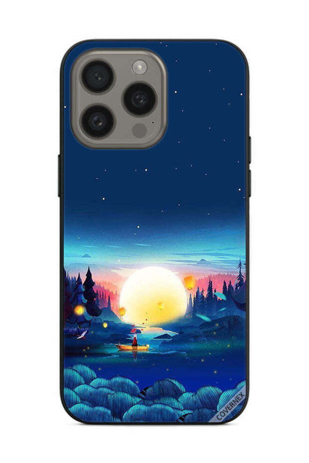 غطاء حماية لجهاز Apple iPhone 15 Pro Max مع منظر غروب الشمس
