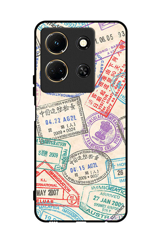 غطاء حماية لهاتف Infinix Note 30 بنمط طوابع السفر