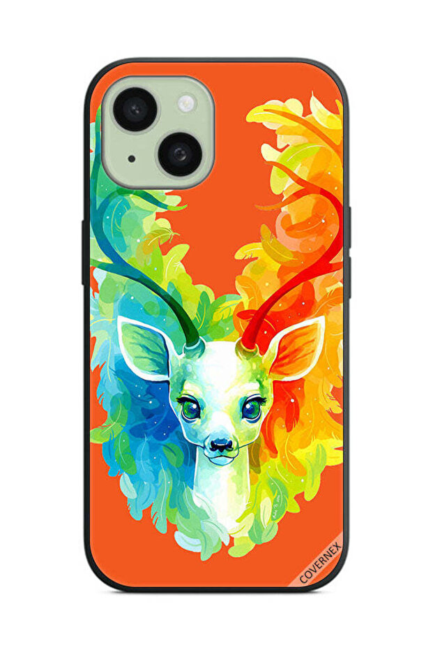 غطاء حماية لهاتف Apple iPhone 15 Plus بتصميم غزال ملون