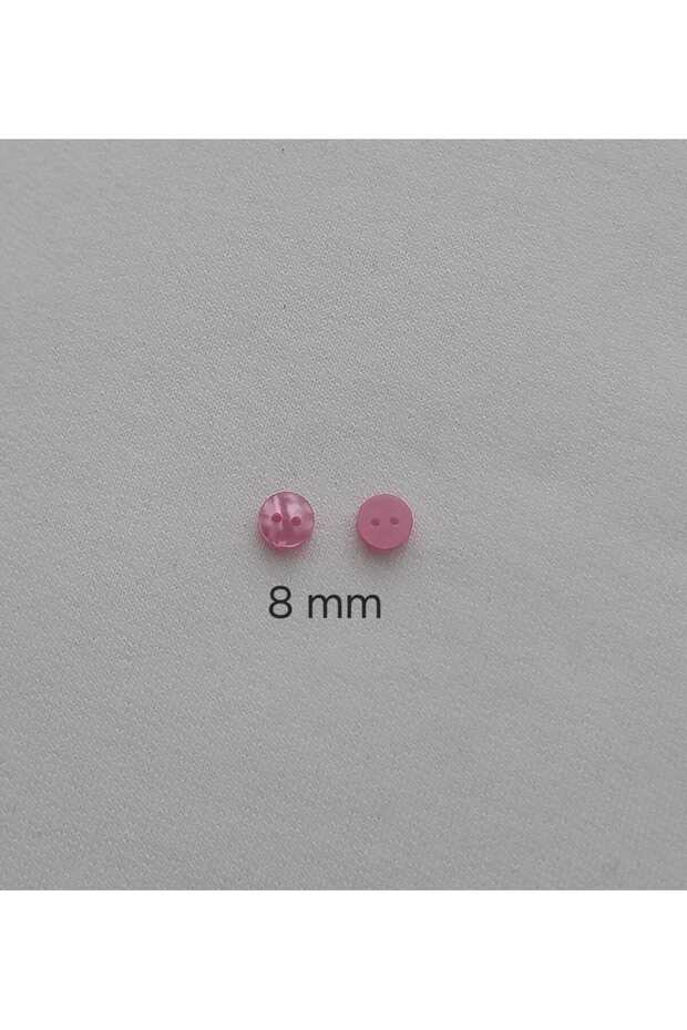 Pink Color 8 mm Diameter Polyester Button 50 Pcs - 3