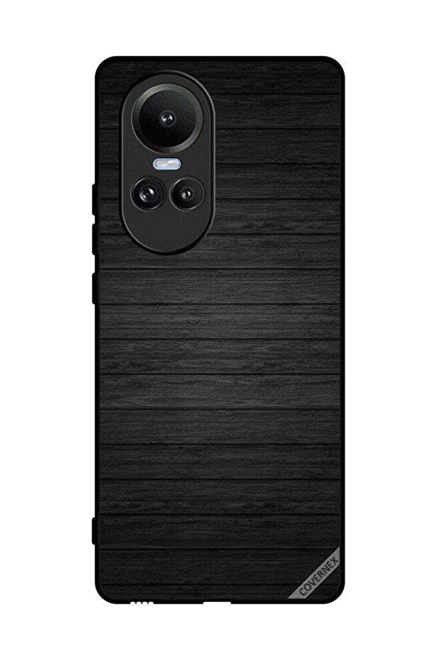 غطاء حماية لهاتف Oppo Reno10 Pro بنمط خشبي داكن