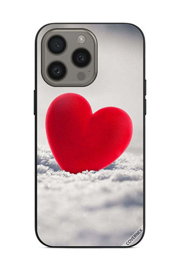 غطاء حماية لهاتف Apple iPhone 15 Pro Max بتصميم قلب أحمر جميل