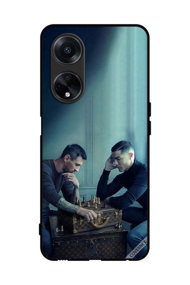 غطاء حماية لهاتف Oppo A1 5G ميسي ضد رونالدو يلعبان الشطرنج